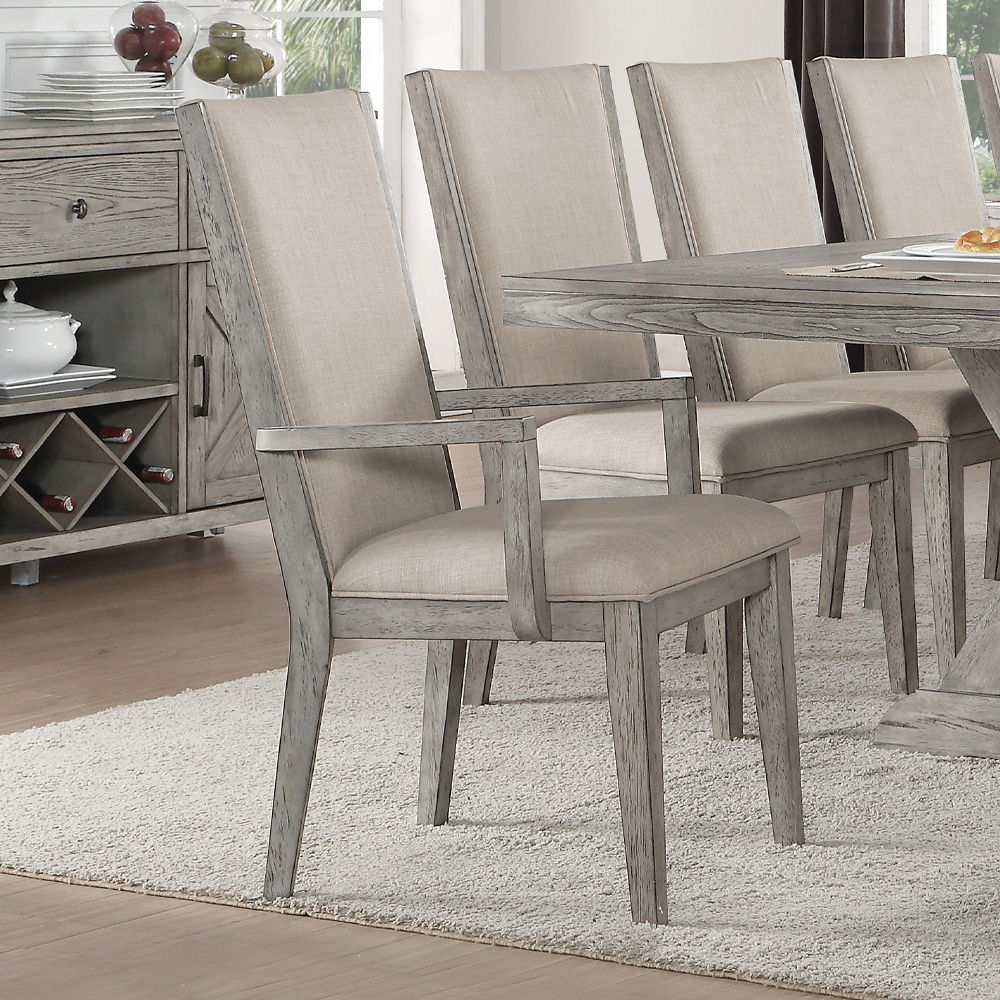 Rocky - Arm Chair (Set of 2) - Fabric & Gray Oak