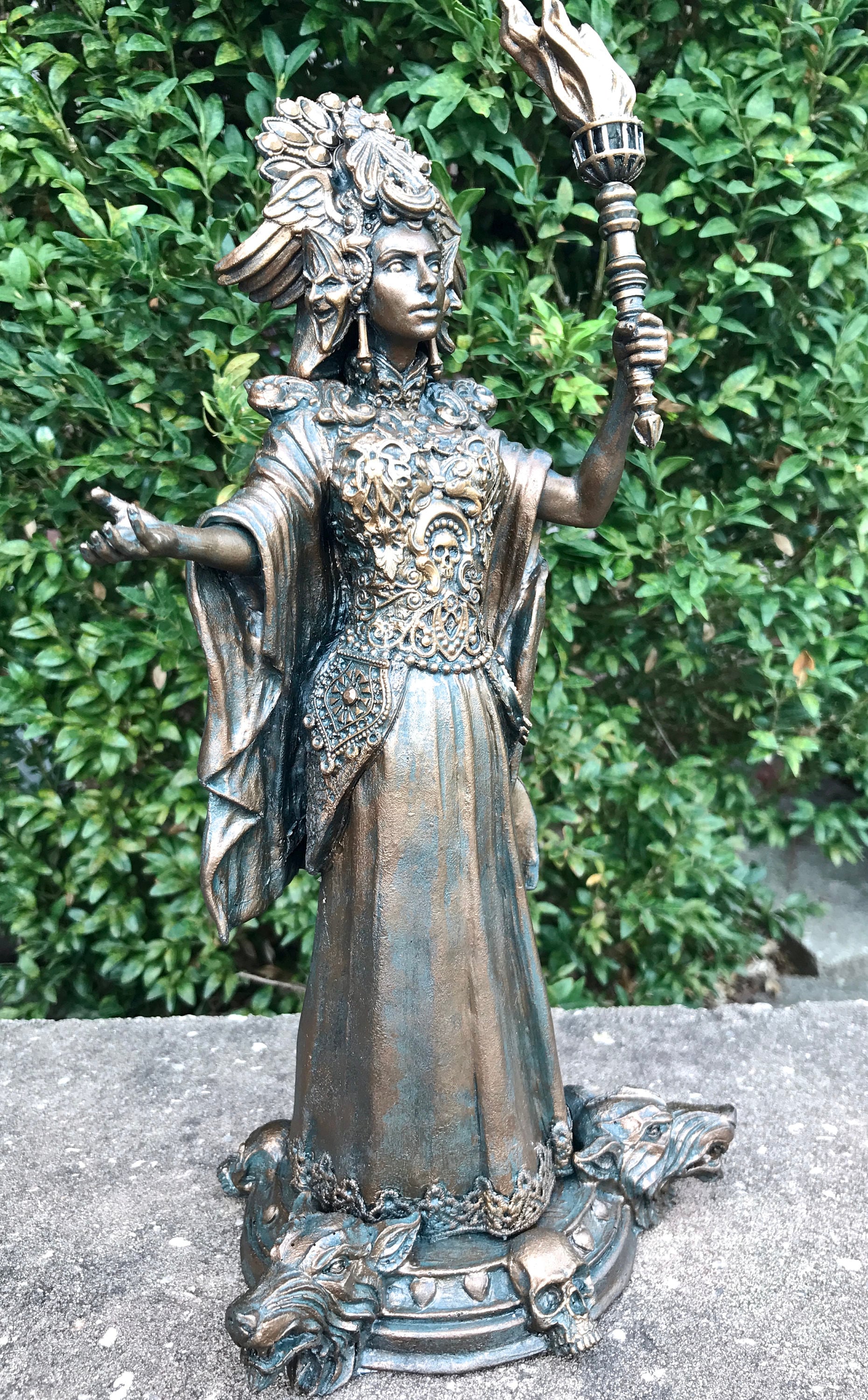 Hecate, Goddess of Witchcraft and Magic Statue, Resin Sculpture | Mythical Goddess Figurine | Folklore Altar Statue for Gothic Home Decor