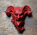 Krampus Magnet, Version 3, Hand Painted Resin Sculpture | Mythic Fantasy Decor | Krampus Head Magnet for Dark Fantasy and Gothic Decor