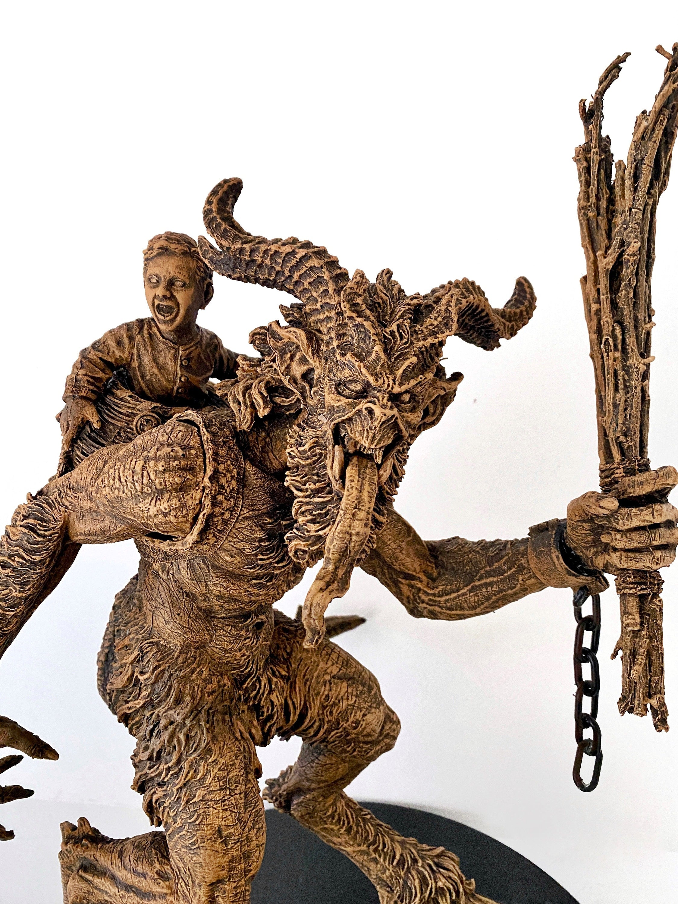 Krampus Statue, Large Version,  Hand Painted Resin Sculpture | Mythical Creature Figurine | Dark Christmas Demon, Gothic Folklore Decor