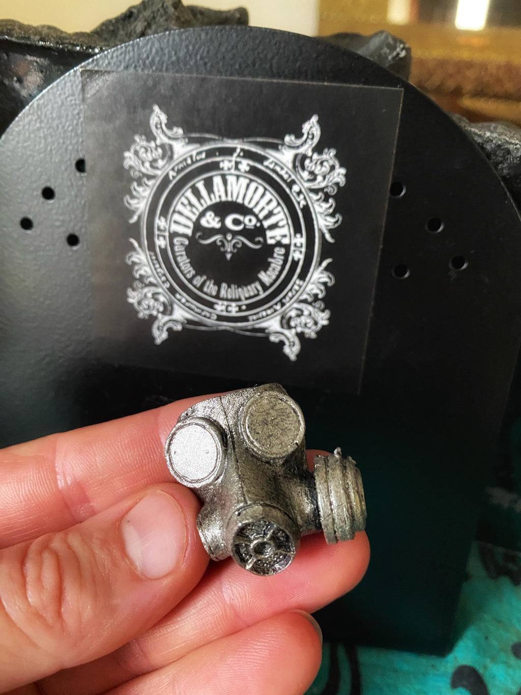 Gas Mask Magnet, Hand Painted Resin Sculpture | Gothic Post-Apocalyptic Decor | Gas Mask Magnet for Horror and Gothic Decor