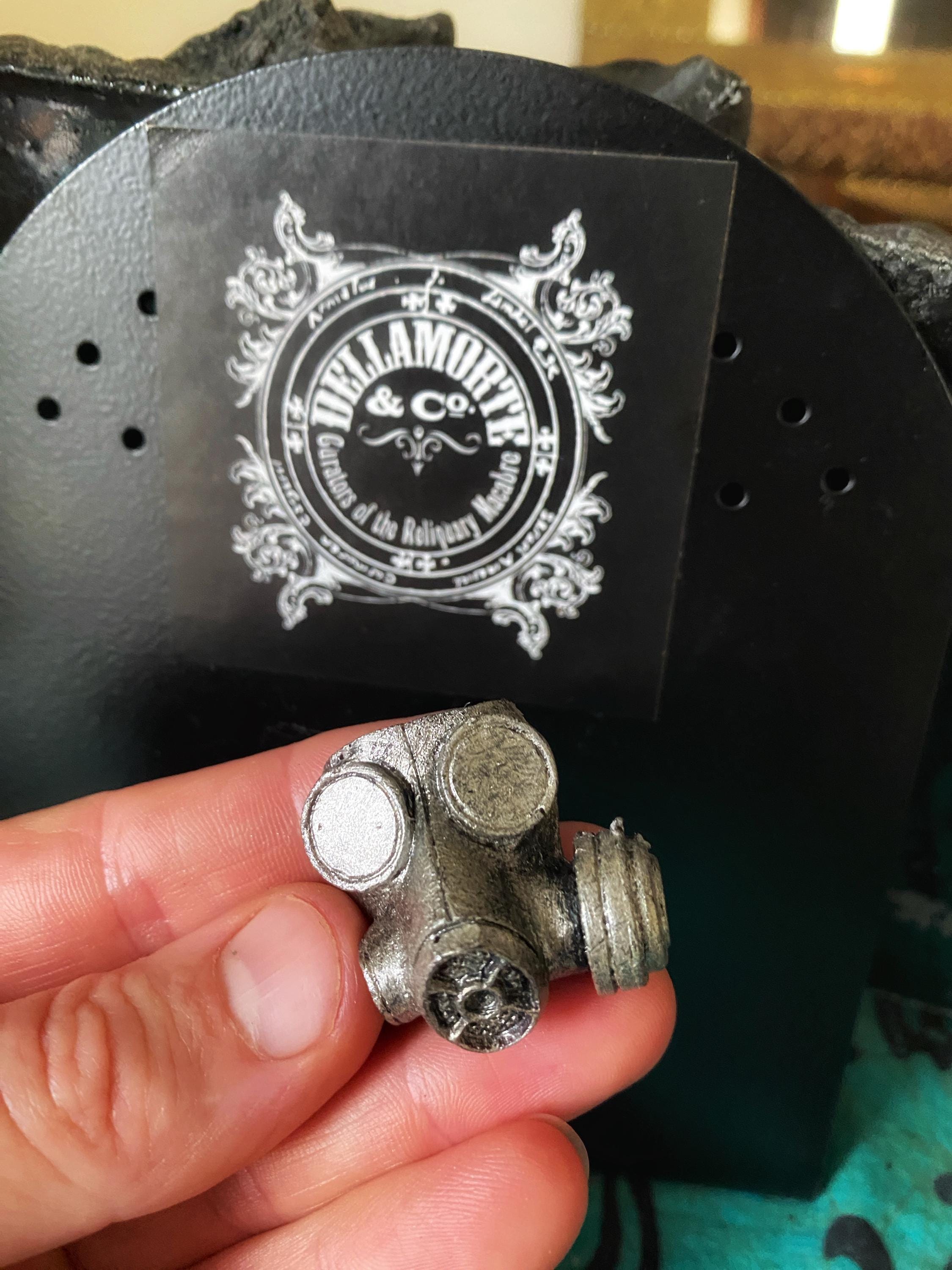 Gas Mask Magnet, Hand Painted Resin Sculpture | Gothic Post-Apocalyptic Decor | Gas Mask Magnet for Horror and Gothic Decor