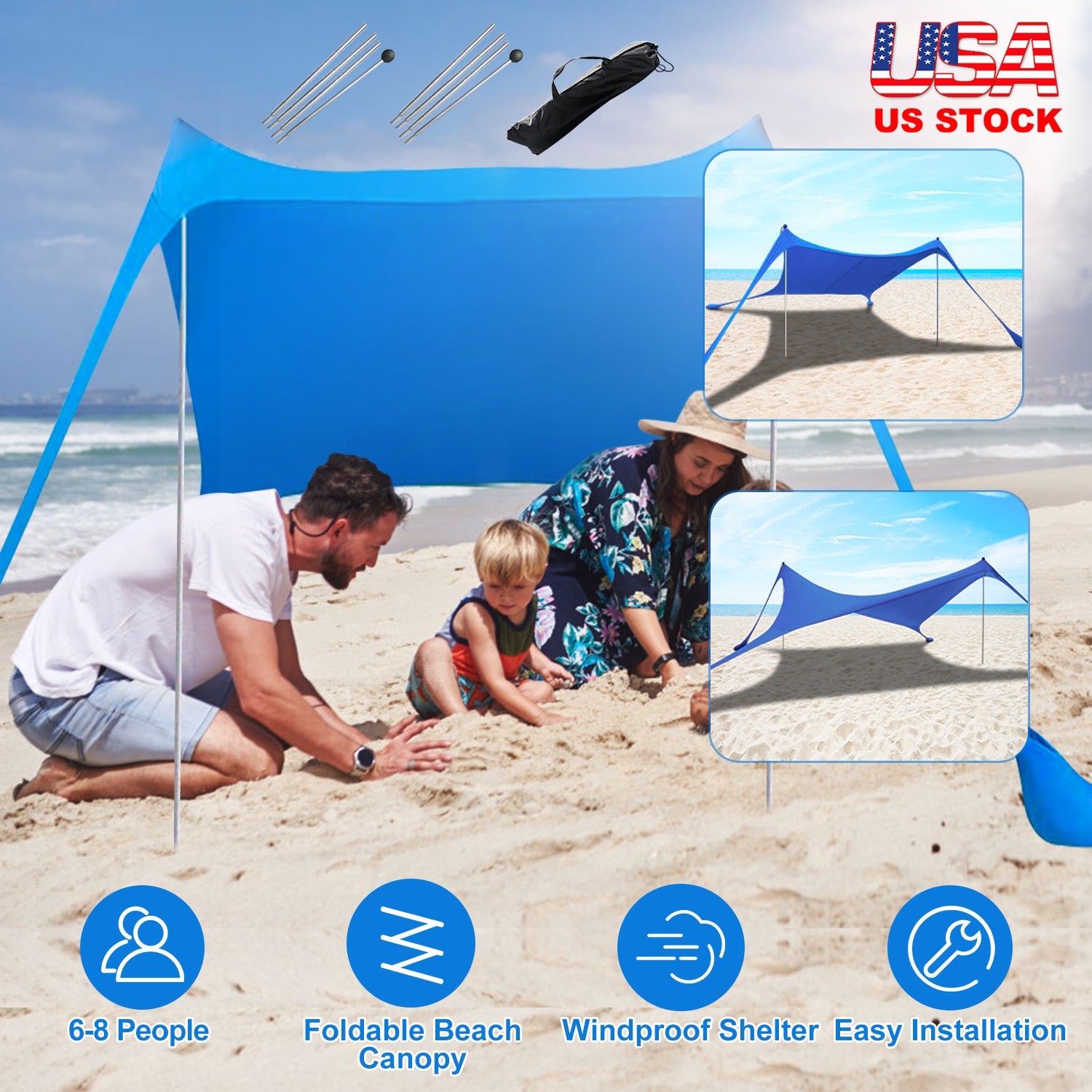 GBruno 9.8x9.8FT Foldable Beach Canopy Tent