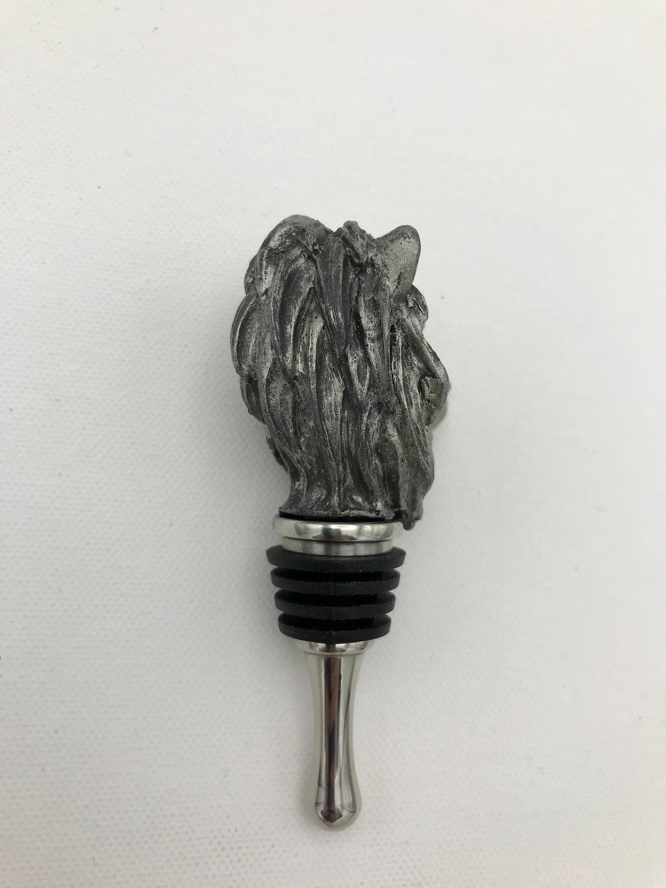 Lion Head Winestopper, Hand Sculpted Resin, Mythic Fantasy Art Barware | Gothic Lion Bottle Stopper | Fantasy Wine and Barware Gift