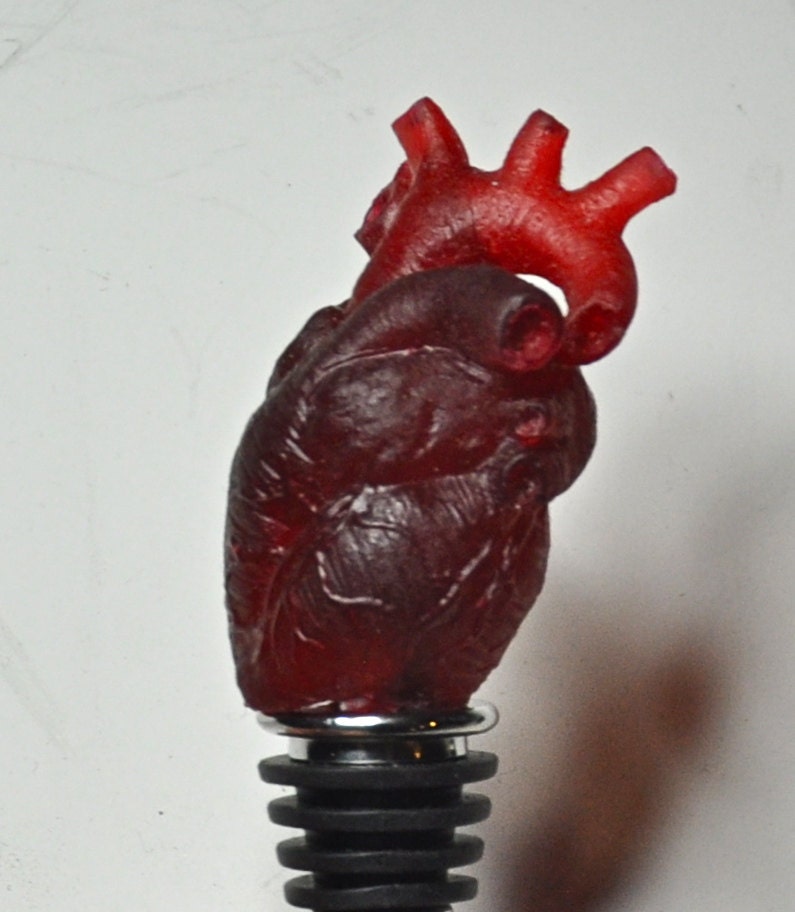 Anatomical Heart Winestopper, Hand Painted Resin | Gothic Medical Decor, Anatomy Heart Bottle Stopper |Fantasy Gothic Wine and Barware Gift