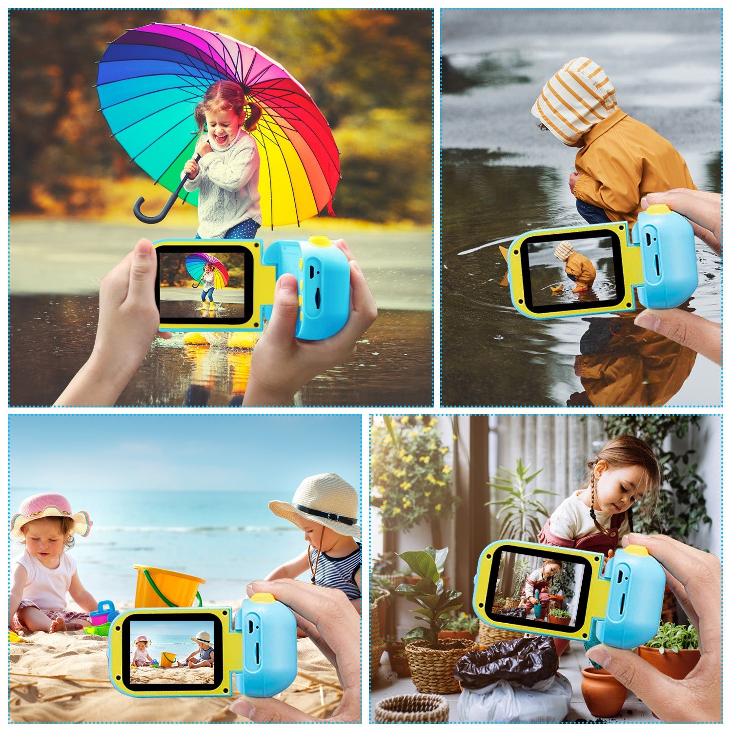 Kids Digital Camera Child Video Camera Children Camcorder Christmas Toy Birthday Gifts with 2.4in Screen 4X Digital Zoom 5 Games 32G MMC Card for 3-10
