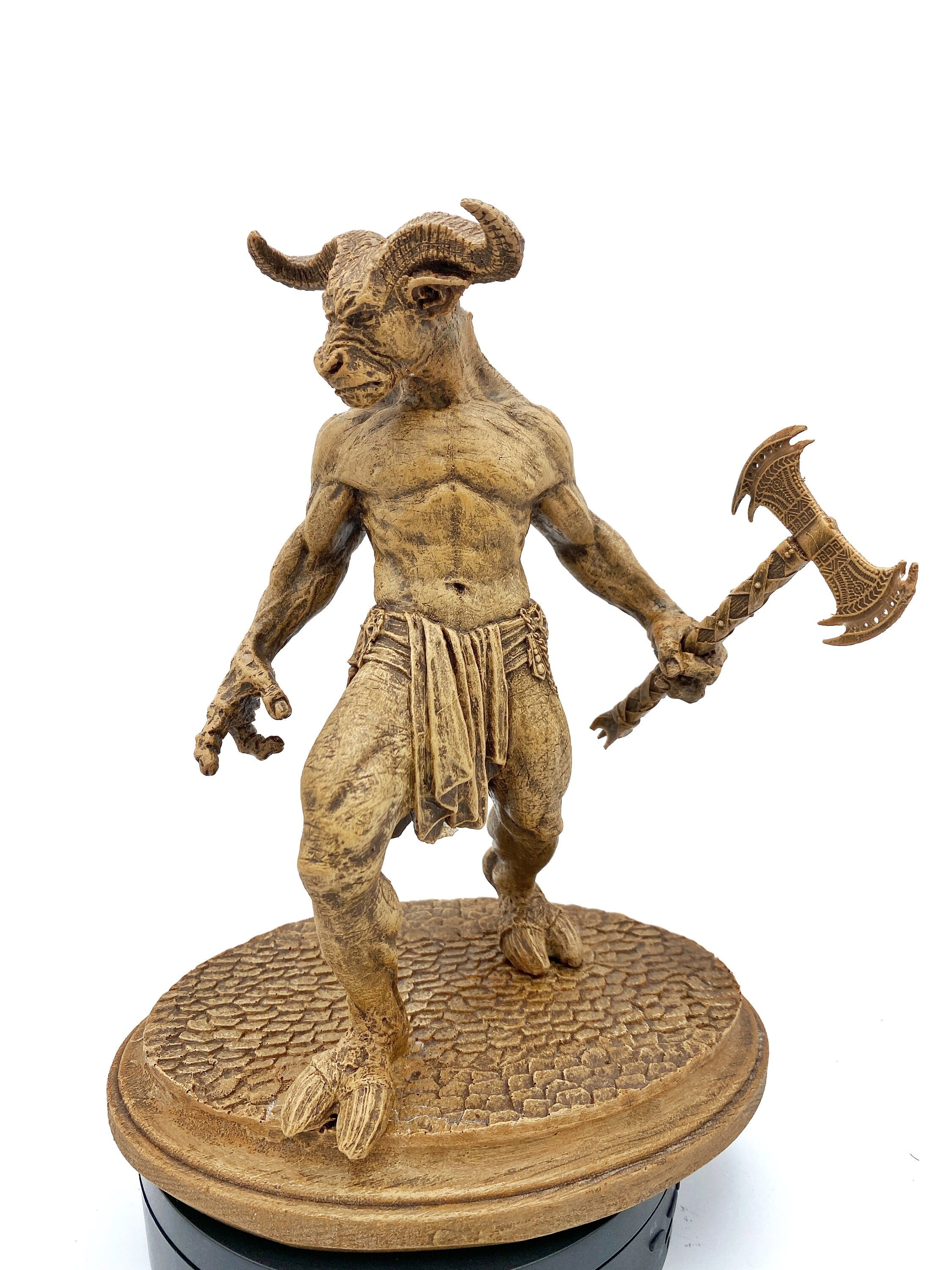 Minotaur Statue, Hand Painted Resin Sculpture | Mythical Creature Figurine | Unique Legendary Minotaur Monster Figurine. Fantasy Art Decor