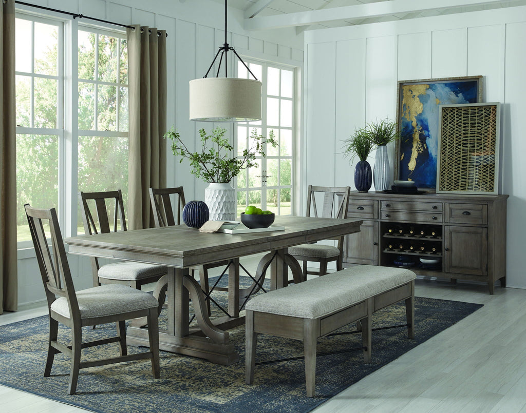 Paxton Place - Bench With Upholstered Seat - Dovetail Gray