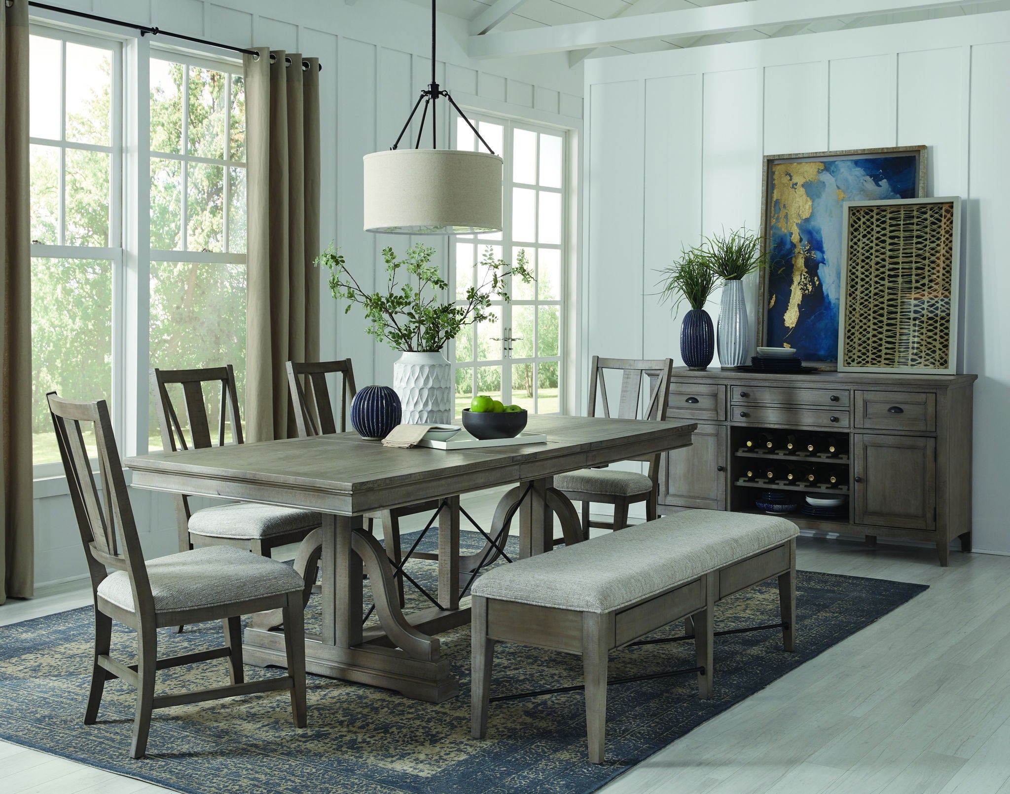 Paxton Place - Bench With Upholstered Seat - Dovetail Gray