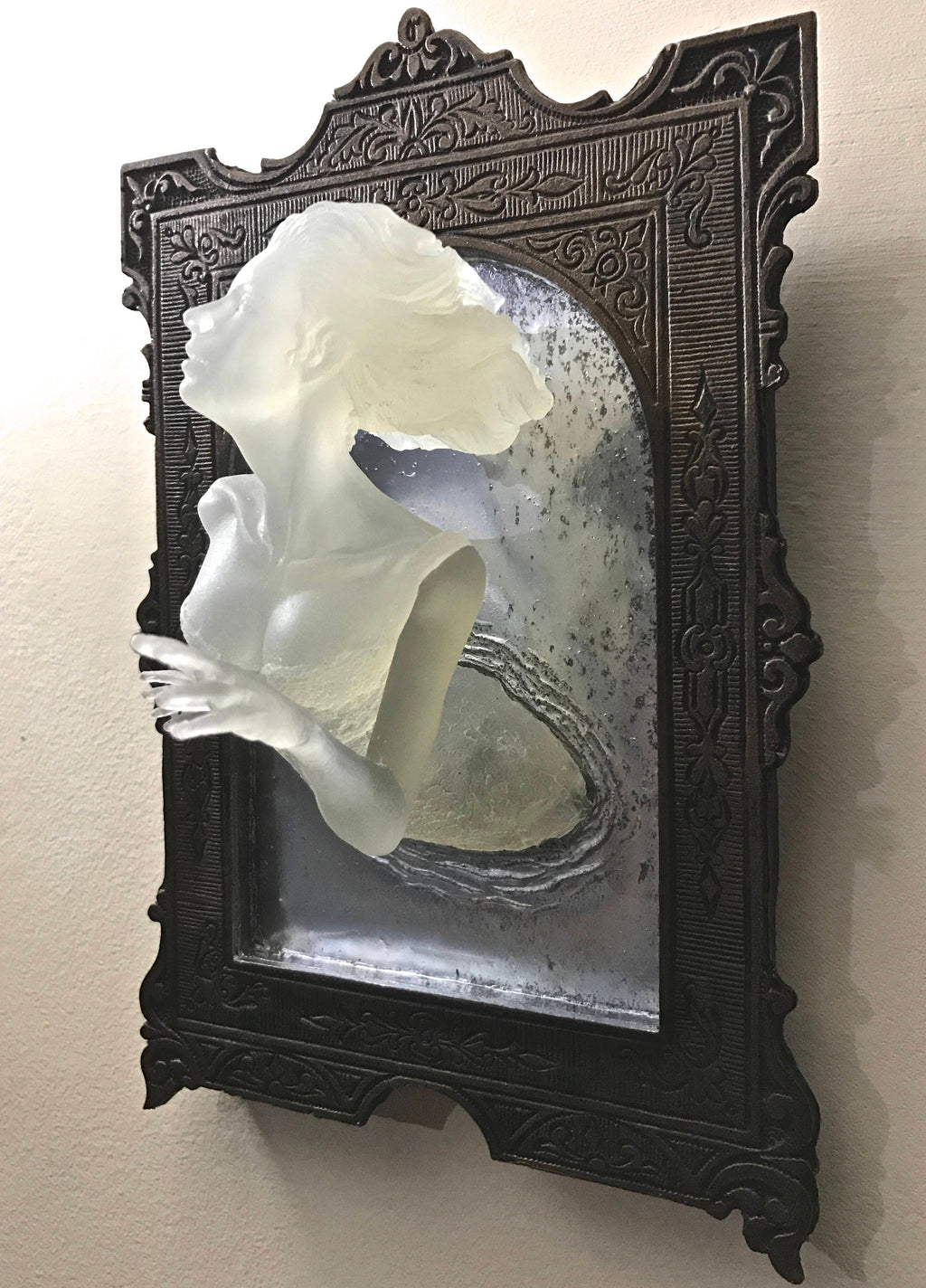 Ghost in the Mirror Wall Plaque, Glow in the Dark Resin | Victorian Gothic Haunted Wall Art |  Gift for Halloween and Spooky Home Decor