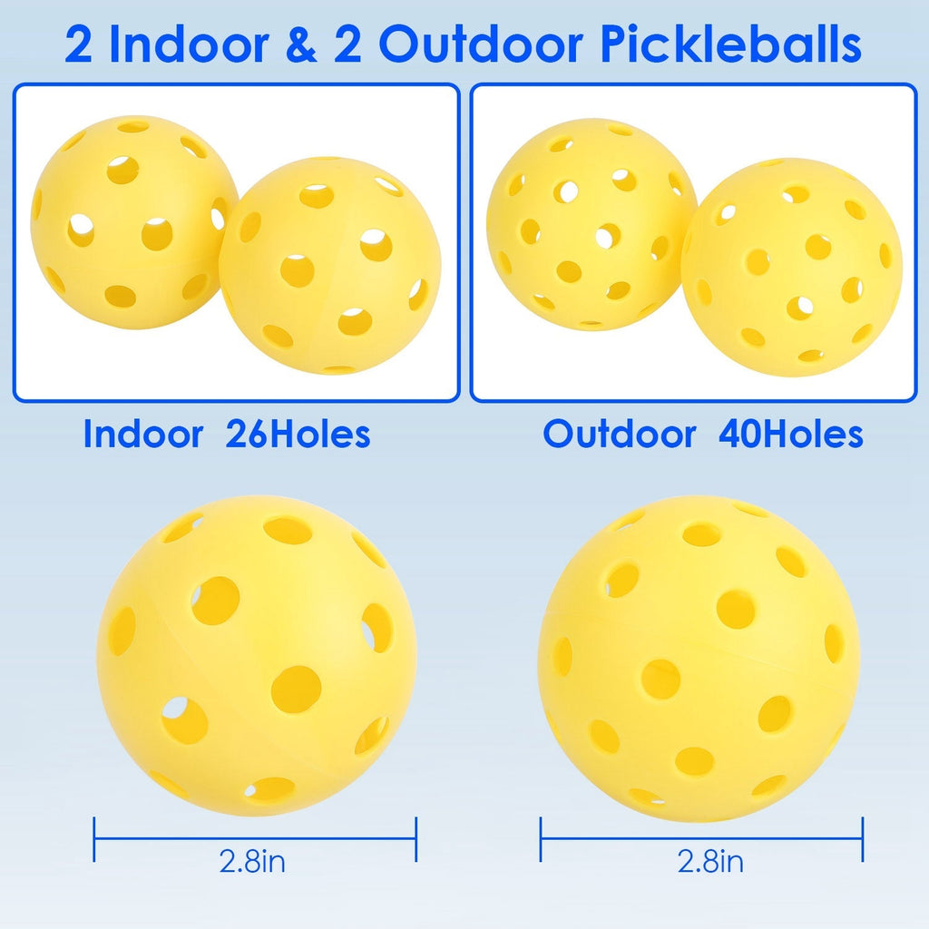 Portable Pickleball Net Set 22ft Regulation Size Net Pickle Ball Net System with 4 Pickleballs 4 Paddles Carrying Bag for Driveway Backyard
