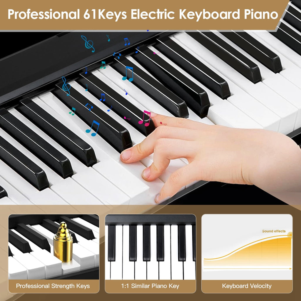 61Keys Foldable Electronic Piano Keyboard With Micro Audio Sustain Pedal Music Stand Storage Bag Portable Wireless MiDi Connection Keyboard For Beginn