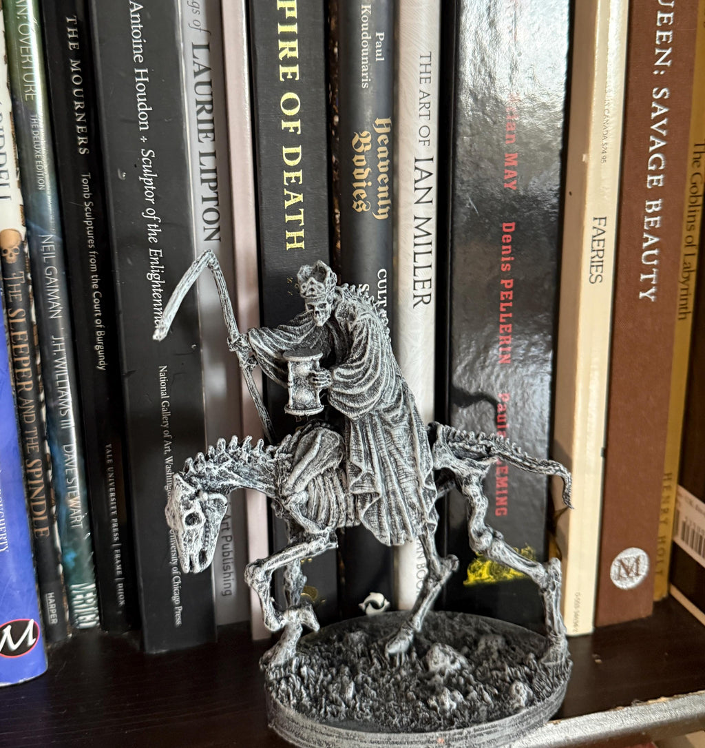 Triumph of Death: Grim Reaper on Skeletal Horse Statue, Hand Painted Resin Figurine, Horror Art |Gift for Gothic and Dark Fantasy Collectors