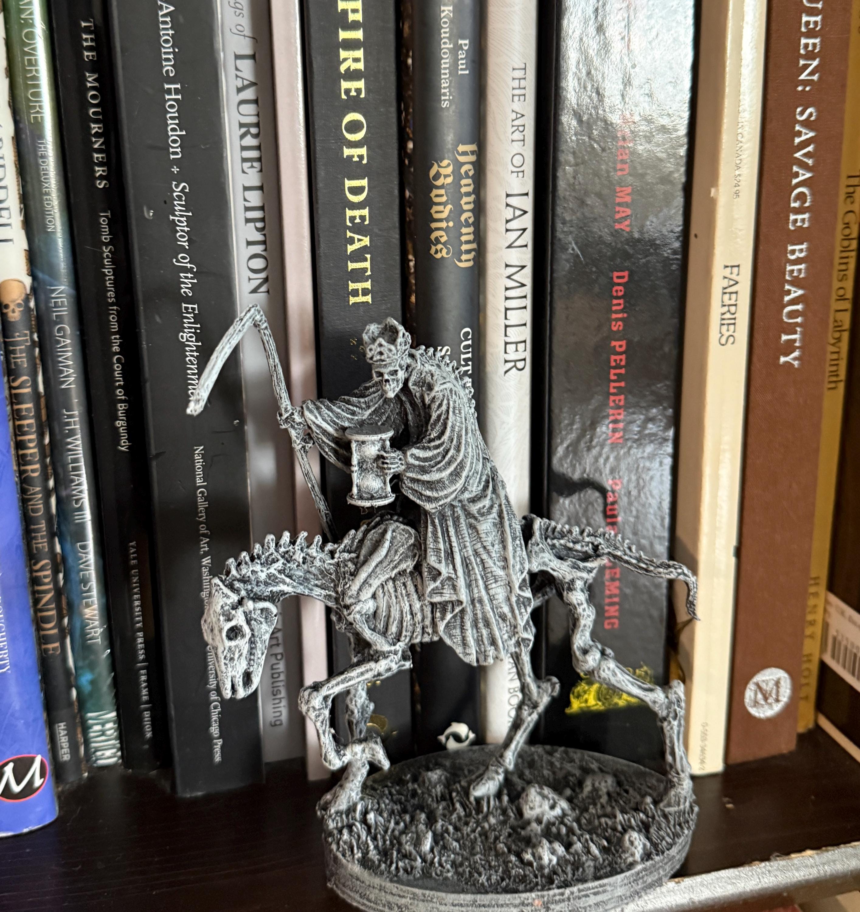 Triumph of Death: Grim Reaper on Skeletal Horse Statue, Hand Painted Resin Figurine, Horror Art |Gift for Gothic and Dark Fantasy Collectors