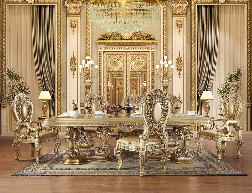 Seville - Arm Chair (Set of 2) - Synthetic Leather & Gold