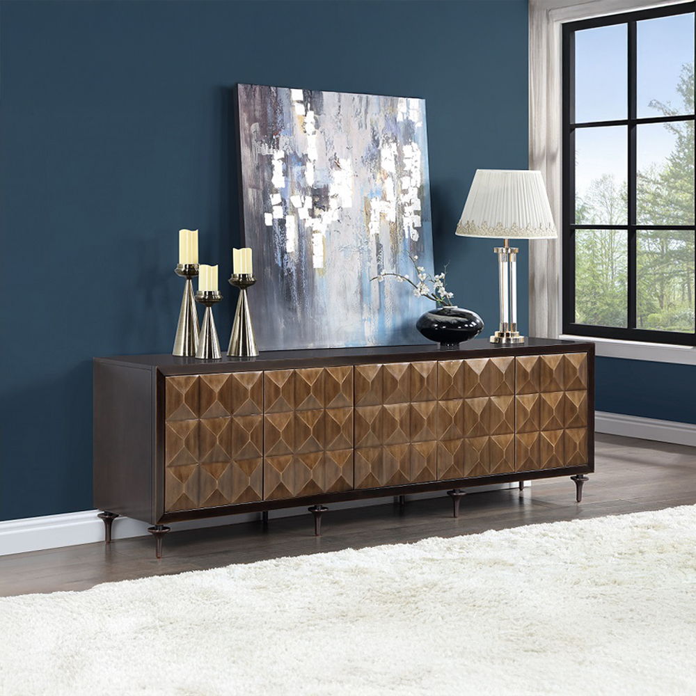 Diya - Console Cabinet - Forged Bronze & Espresso