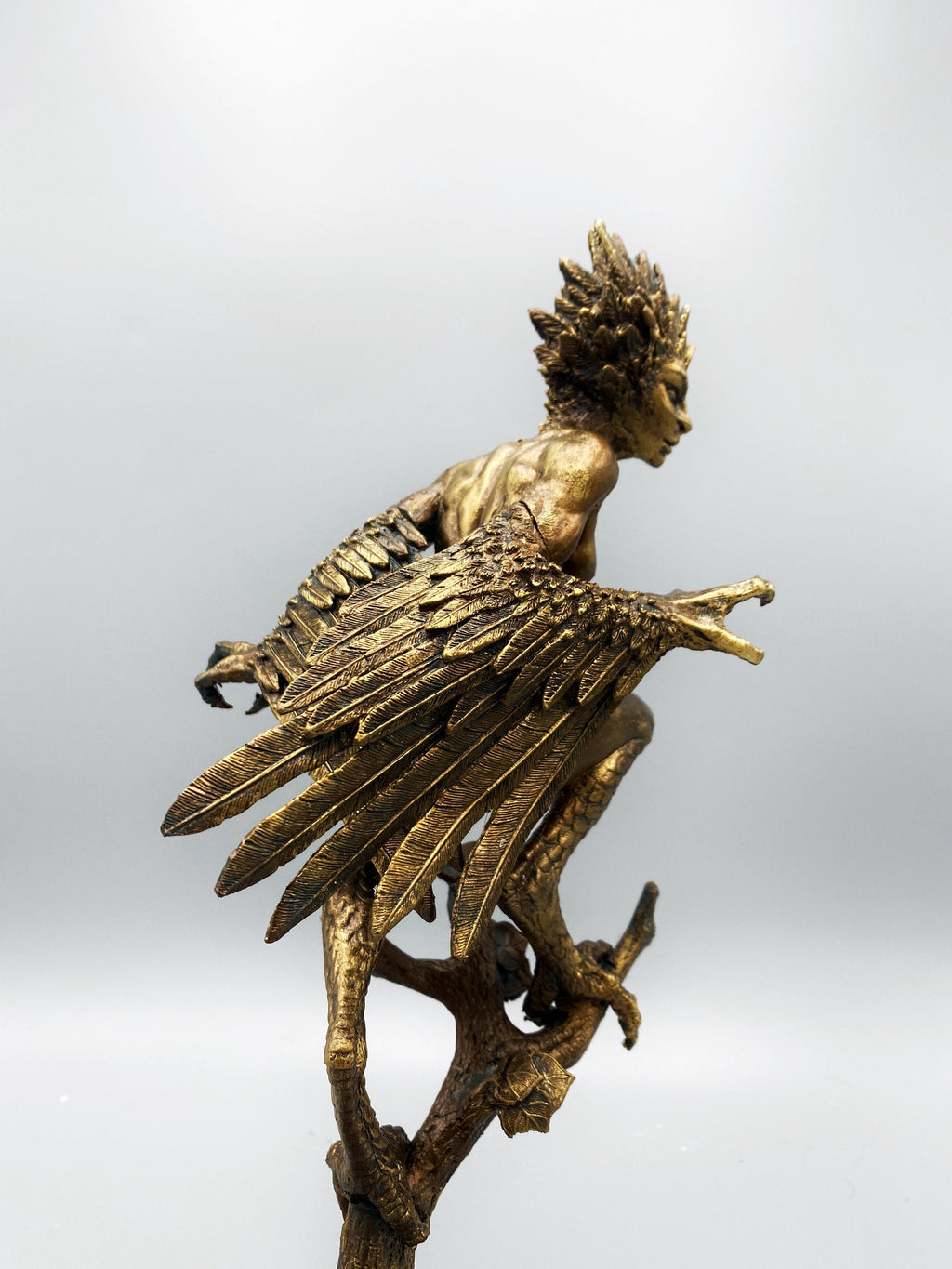 Harpy Statue, Hand Painted Resin Sculpture | Mythical Creature Figurine | Unique Legendary Bird Woman Figurine. Fantasy Art Decor