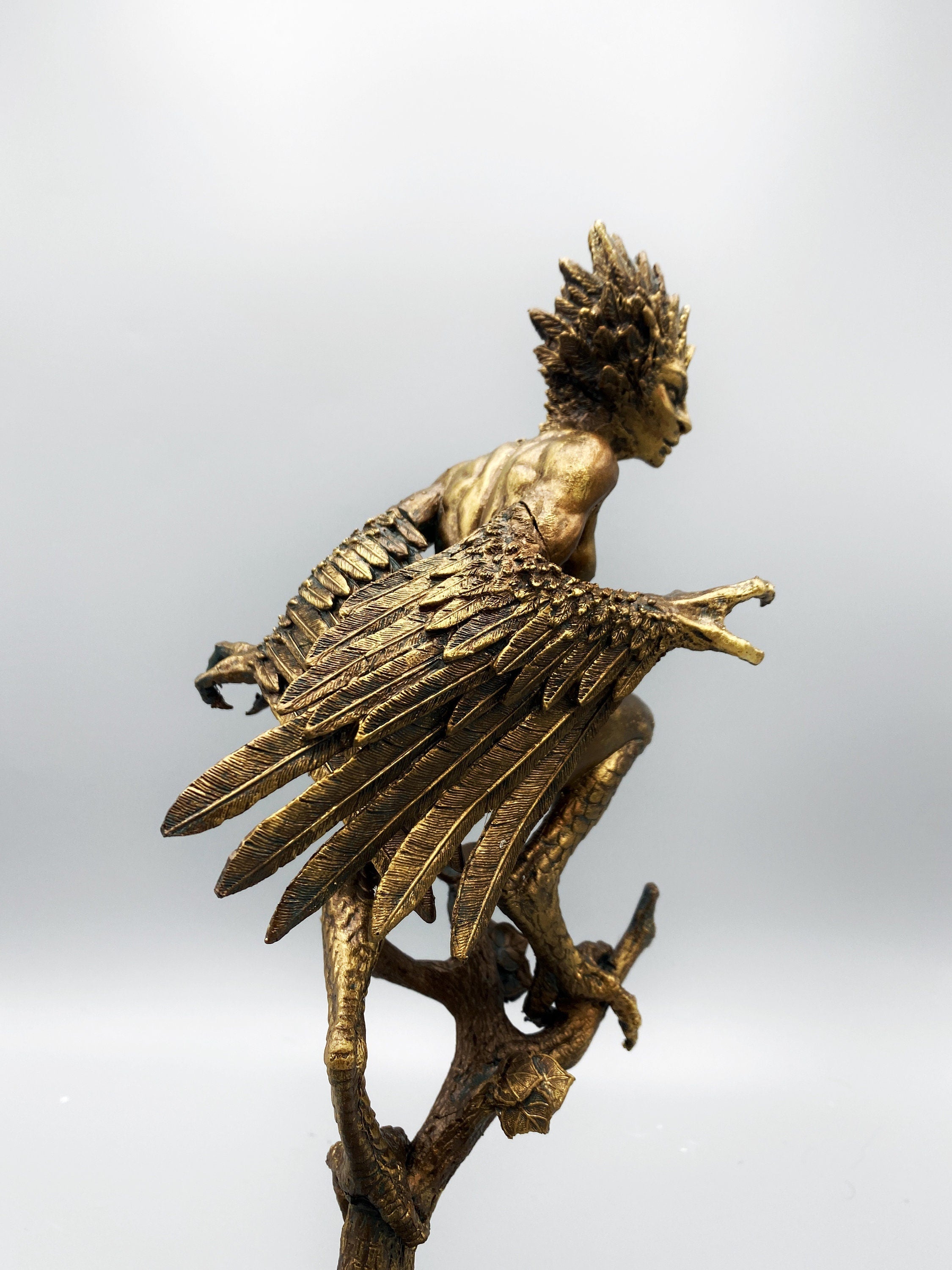 Harpy Statue, Hand Painted Resin Sculpture | Mythical Creature Figurine | Unique Legendary Bird Woman Figurine. Fantasy Art Decor