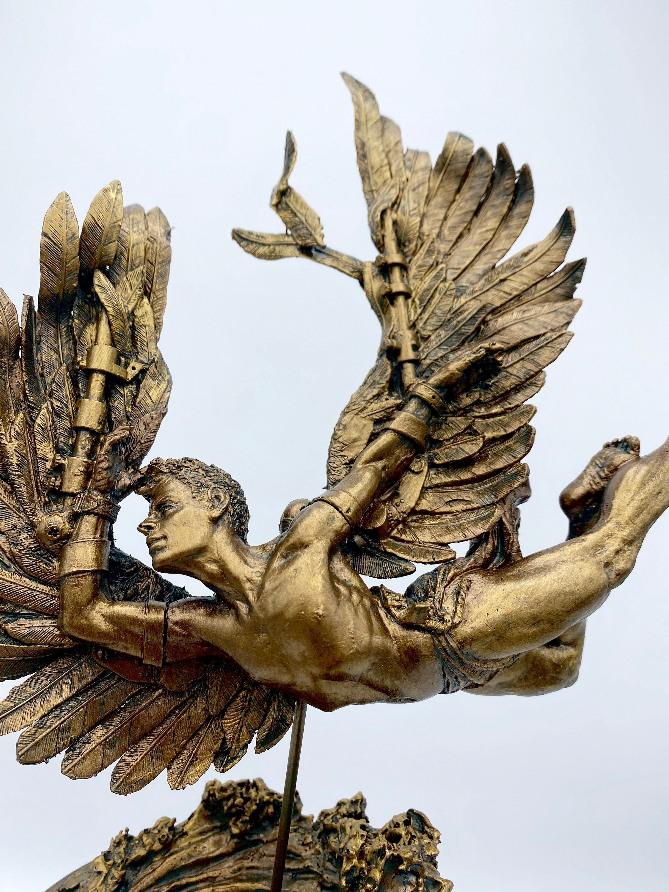 Flight of Icarus/ Fallen Angel Statue, Hand Painted Resin | Mythological Character Figurine | Myths and Legends Statue |Fantasy Art Decor