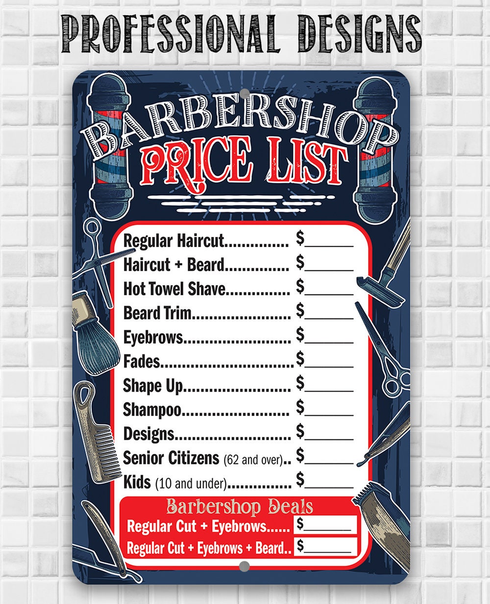 Barbershop Price List - Metal Sign