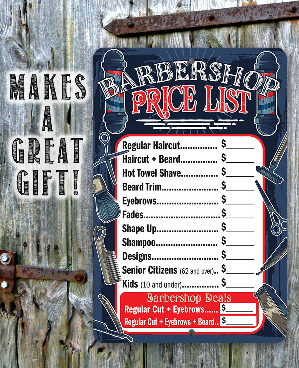Barbershop Price List - Metal Sign