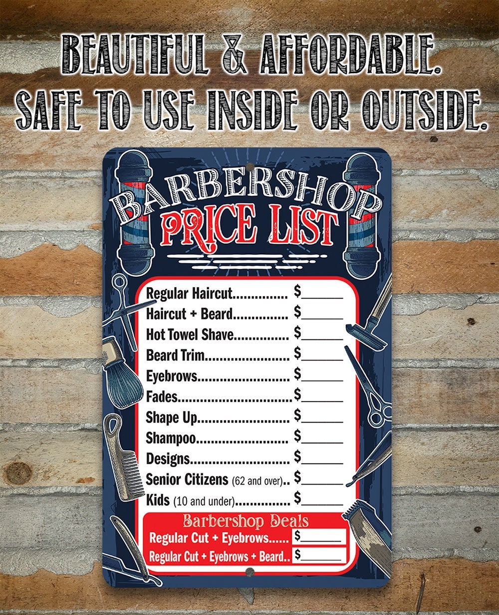 Barbershop Price List - Metal Sign