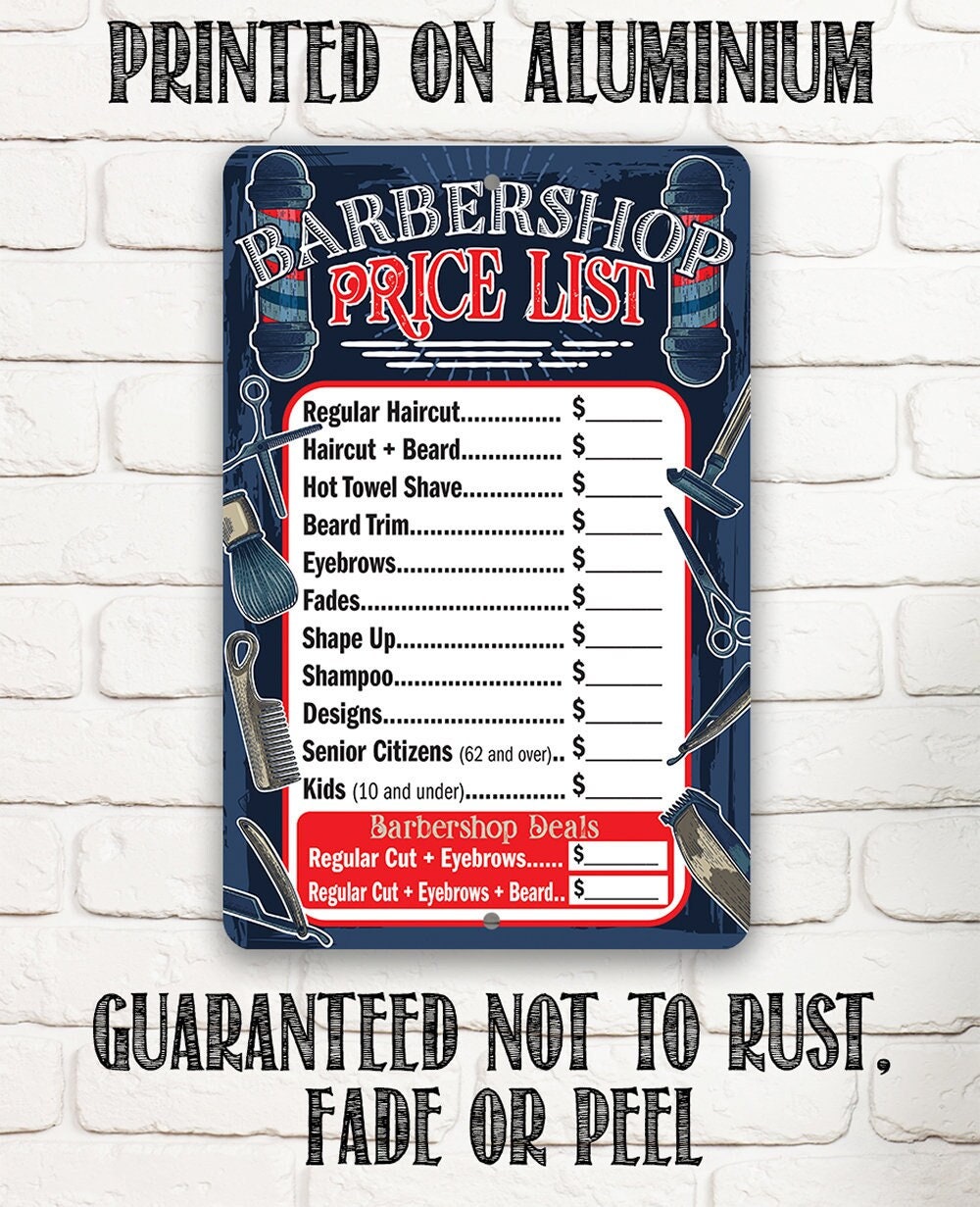 Barbershop Price List - Metal Sign