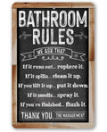 Bathroom Rules (Chalkboard Style) - Metal Sign