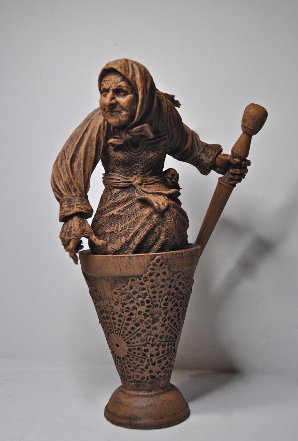 Baba Yaga, the Russian Witch Statue, Hand Painted Resin Sculpture | Slavic Folklore Crone Figurine |  Baba Yaga Art for Gothic Home Decor