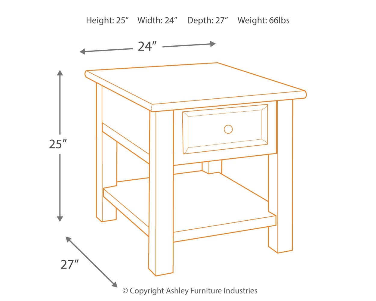 Tyler Creek - Rectangular End Table - Grayish Brown / Black