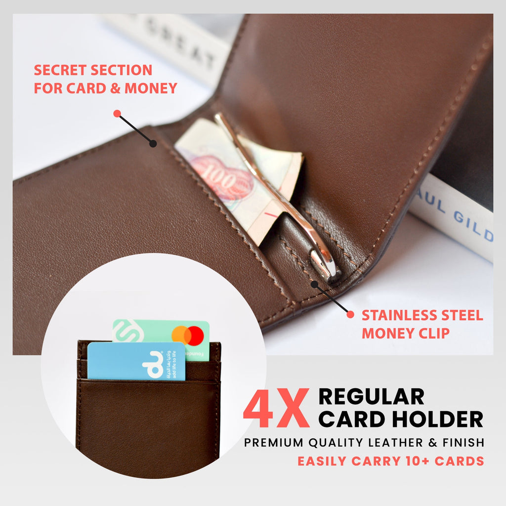 Avera Group Slim Genuine Leather Rfid Blocking Bifold Wallet With Money Clip