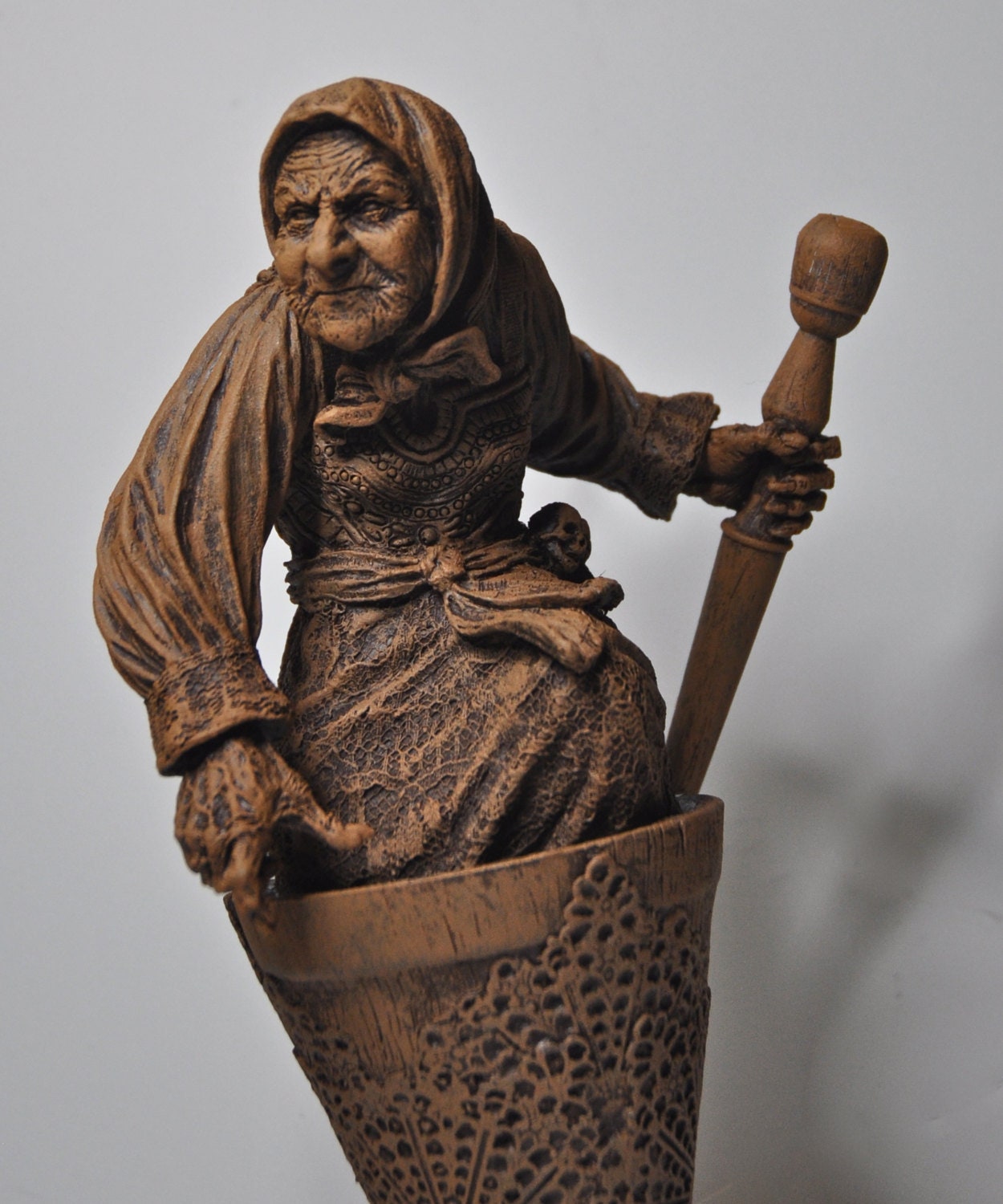 Baba Yaga, the Russian Witch Statue, Hand Painted Resin Sculpture | Slavic Folklore Crone Figurine |  Baba Yaga Art for Gothic Home Decor
