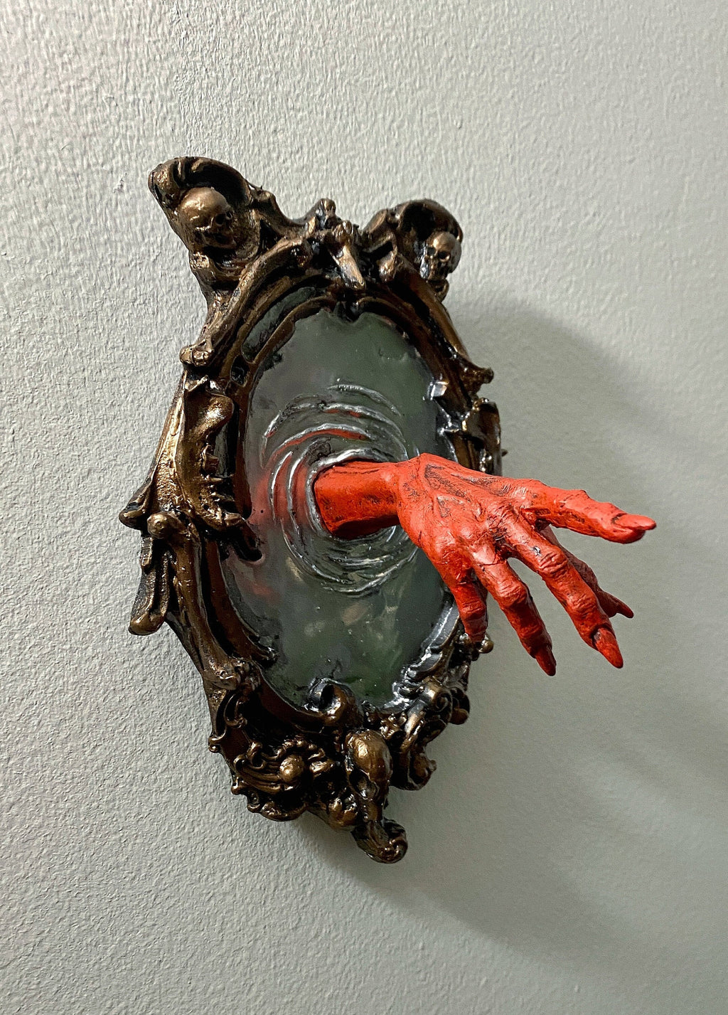 Spectral Hand Wall Plaque, Blood Red Resin Sculpture | Victorian Gothic Haunted Wall Art |Ghost Hand Gift for Halloween, Spooky Home Decor