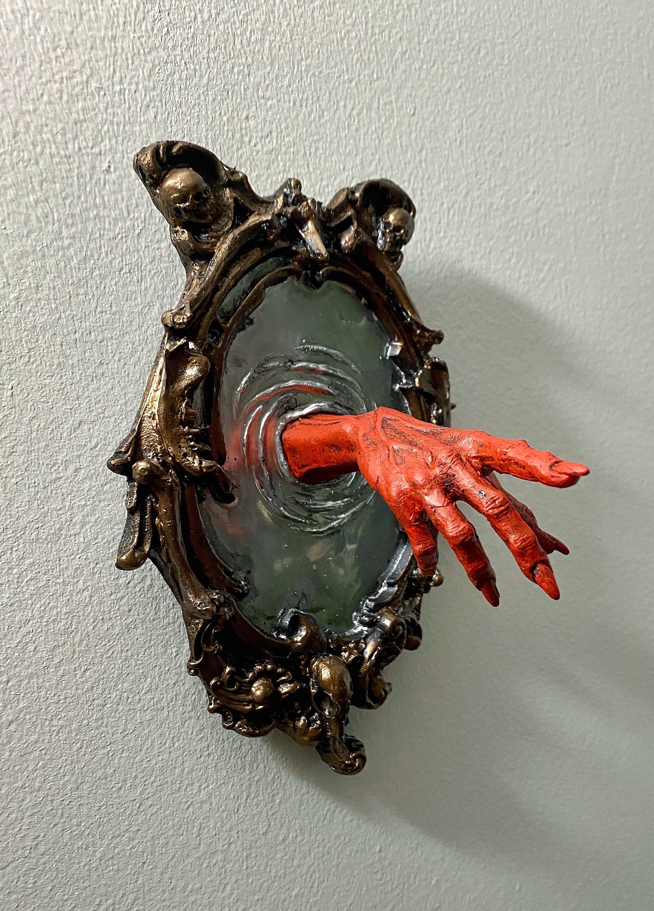 Spectral Hand Wall Plaque, Blood Red Resin Sculpture | Victorian Gothic Haunted Wall Art |Ghost Hand Gift for Halloween, Spooky Home Decor