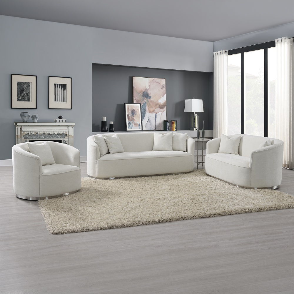 Odette - Loveseat With 2 Pillows - Beige Chenille