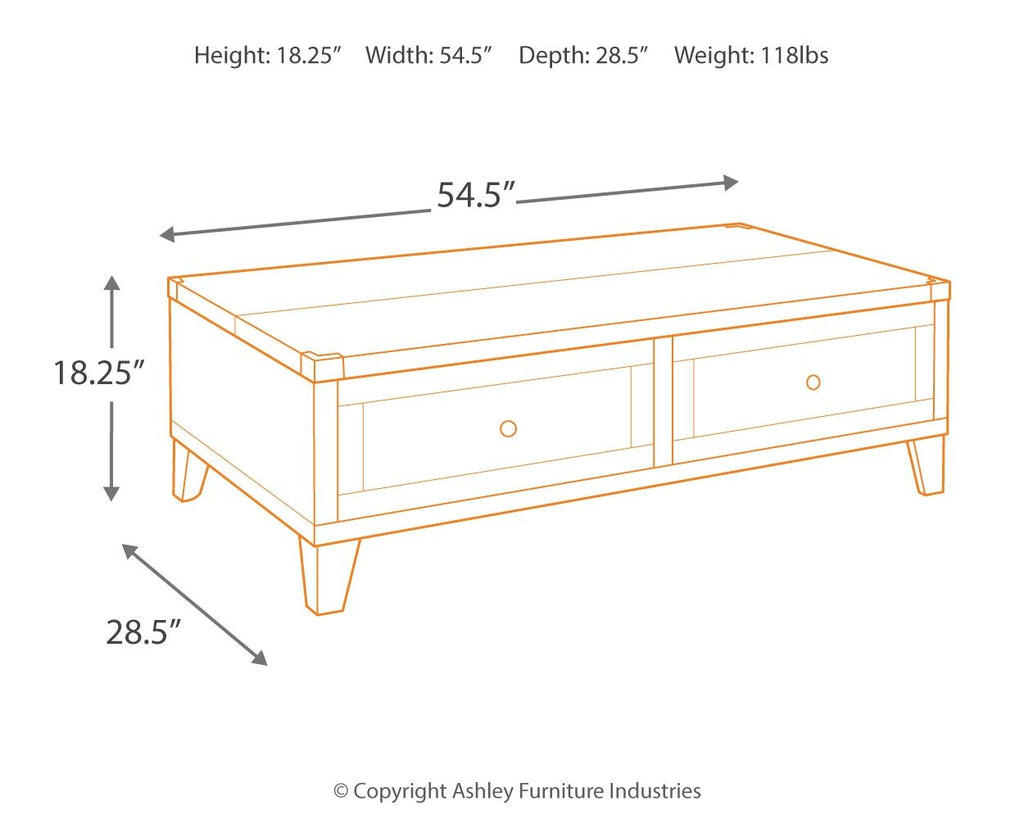 Todoe - Lift Top Cocktail Table - Dark Gray