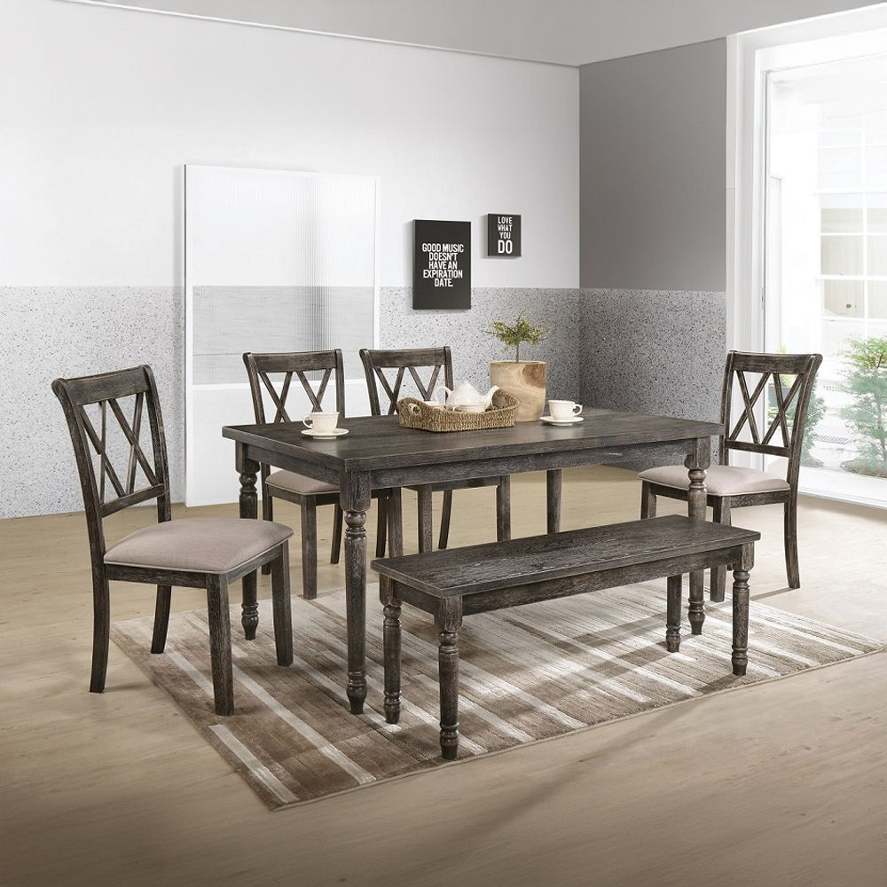Claudia II - Side Chair (Set of 2) - Beige Fabric & Weathered Gray
