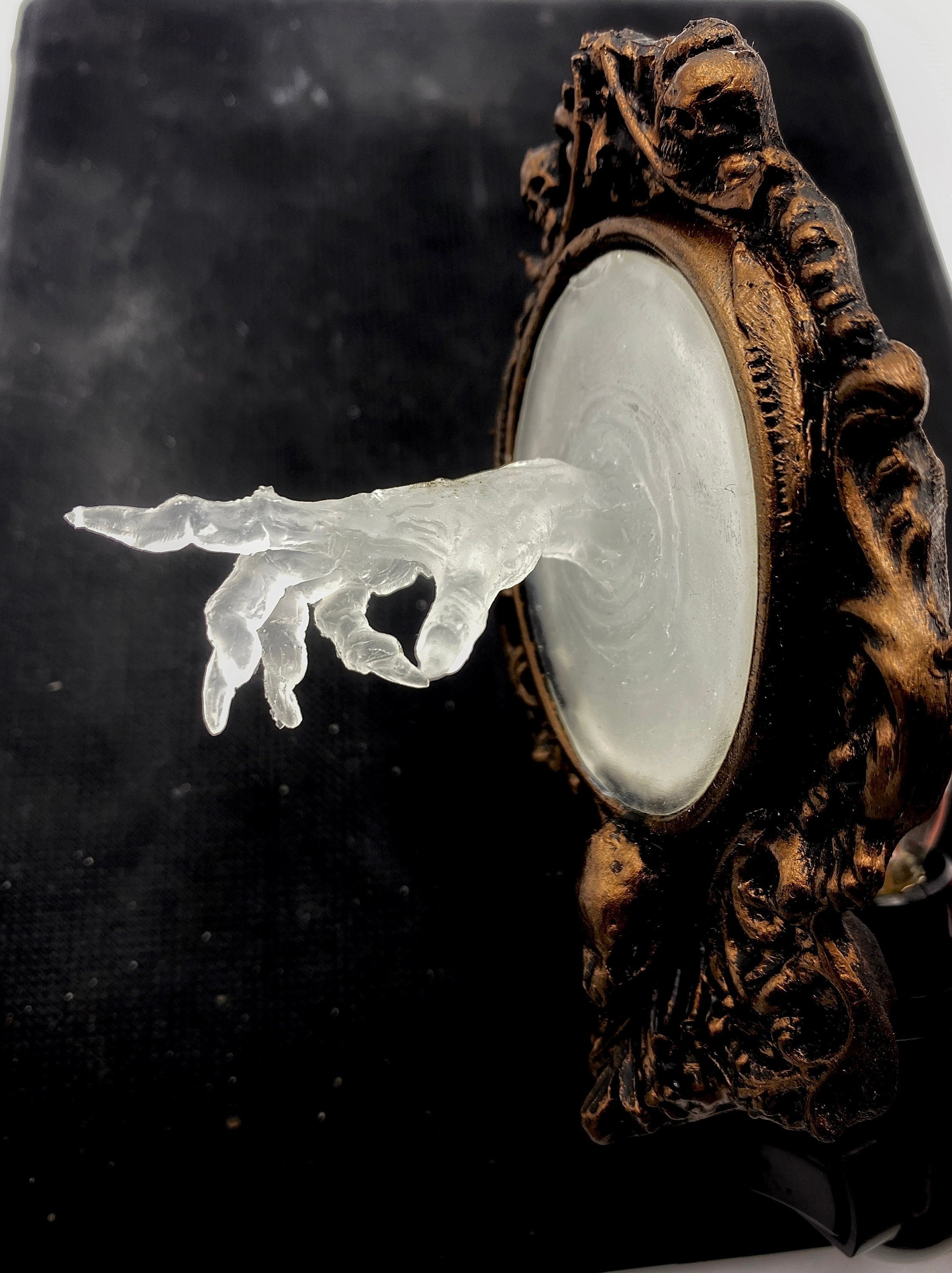 Spectral Hand Nightlight, Hand Painted Resin Sculpture | Victorian Gothic Night Light |  Ghost Hand Lighting for Gothic Fantasy Home Decor