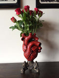 Anatomical Heart Vase, Red Finish | Unique Gothic Home Decor | Resin Sculpture Flower Vase, Medical Gift and Gothic Home Decor