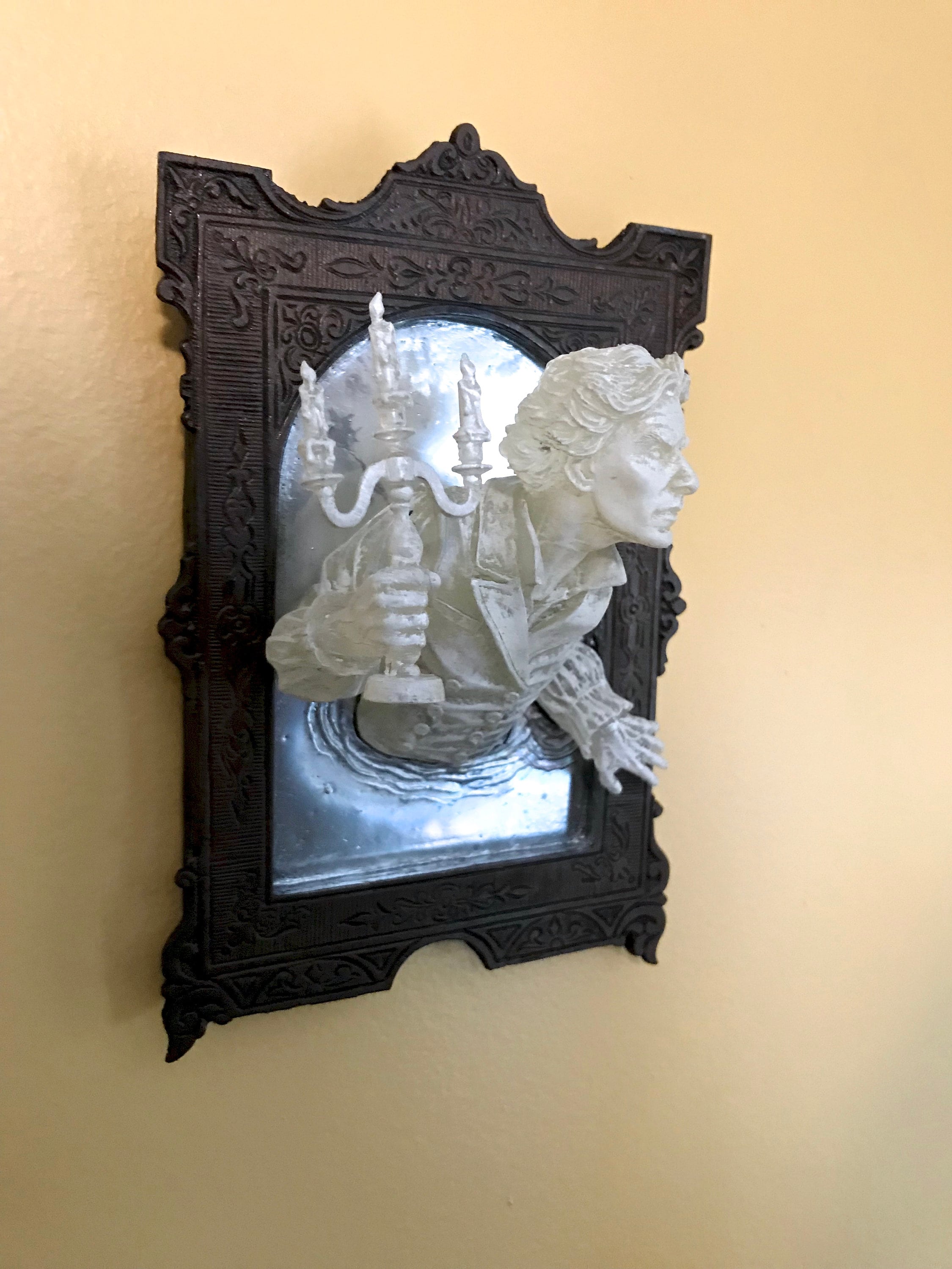 Gentleman Ghost in the Mirror Wall Plaque, Hand Painted Resin | Victorian Gothic Haunted Wall Art | for Halloween and Spooky Home Decor