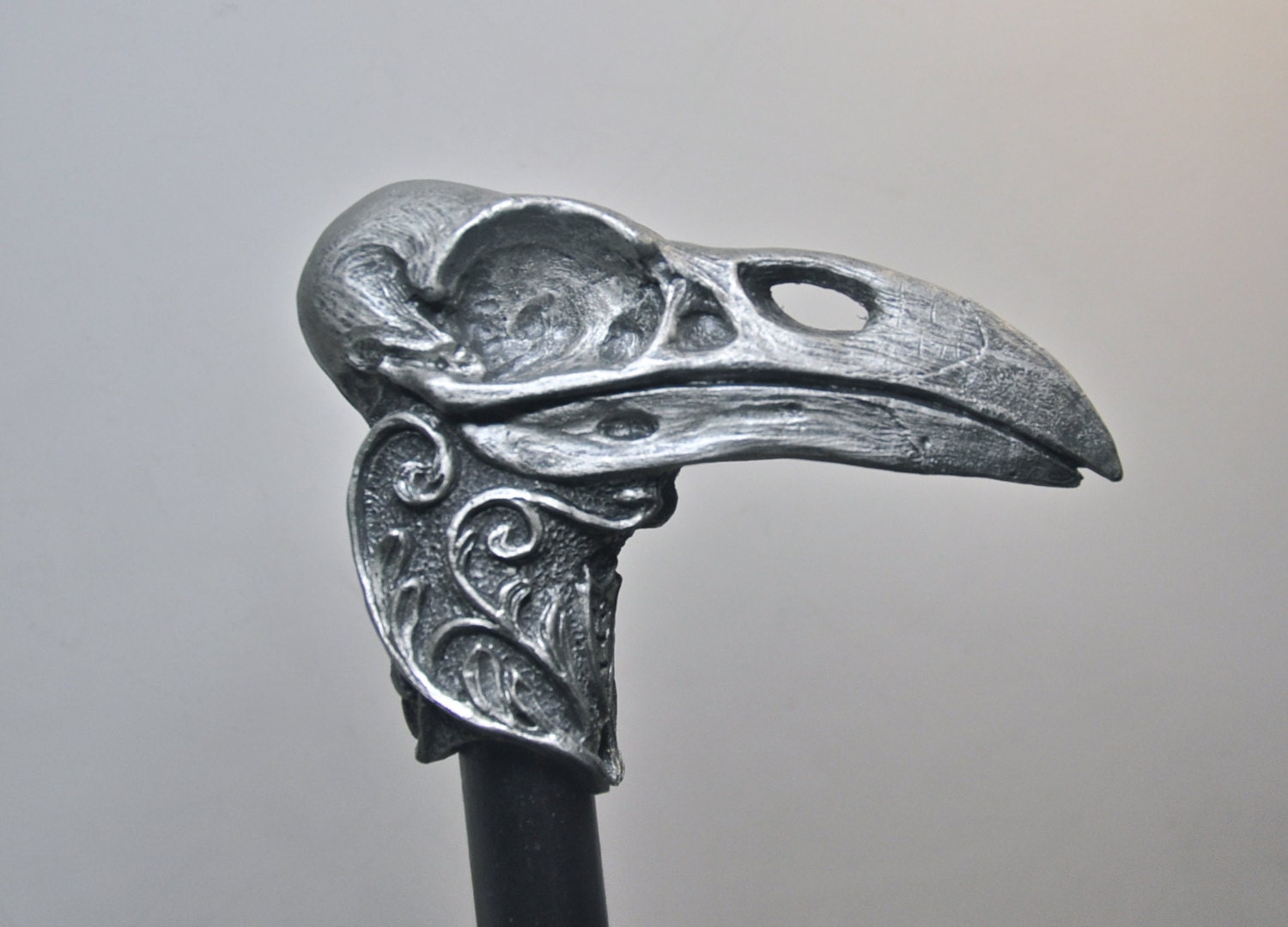 Raven Skull Cane, Hand Sculpted Walking Stick | Dark Victorian Gothic Cane | Fantasy Cosplay | Raven Crow Skull Cane, Gothic Accessory