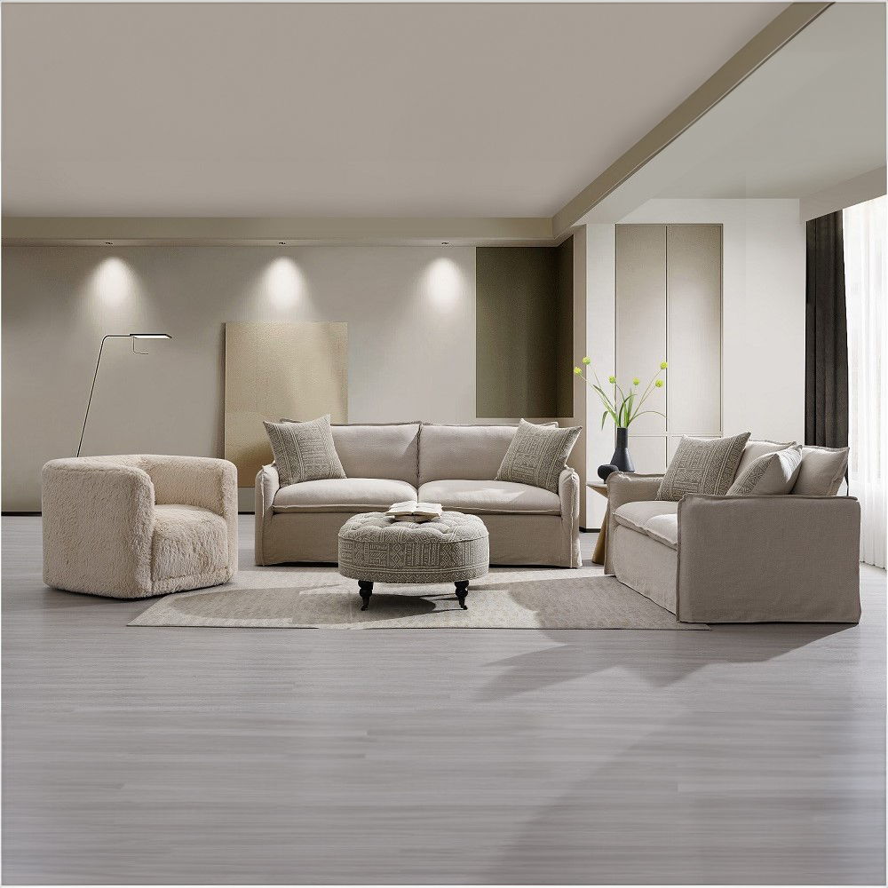 Upendo - Chair With Swivel - Beige Linen