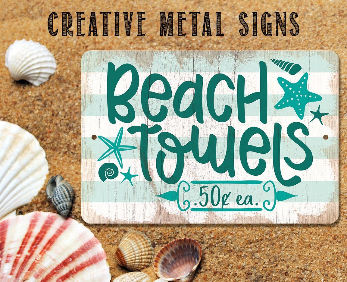 Beach Towels - Metal Sign
