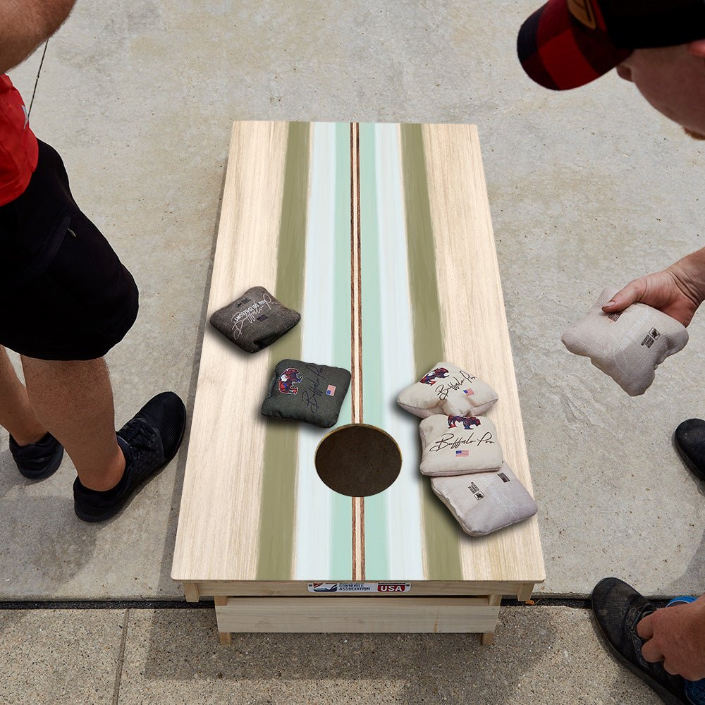 Beachy Retro Stripes Star Cornhole Boards