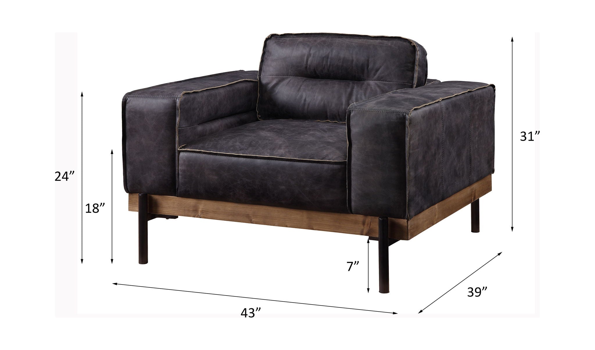 Silchester - Chair - Antique Ebony Top Grain Leather