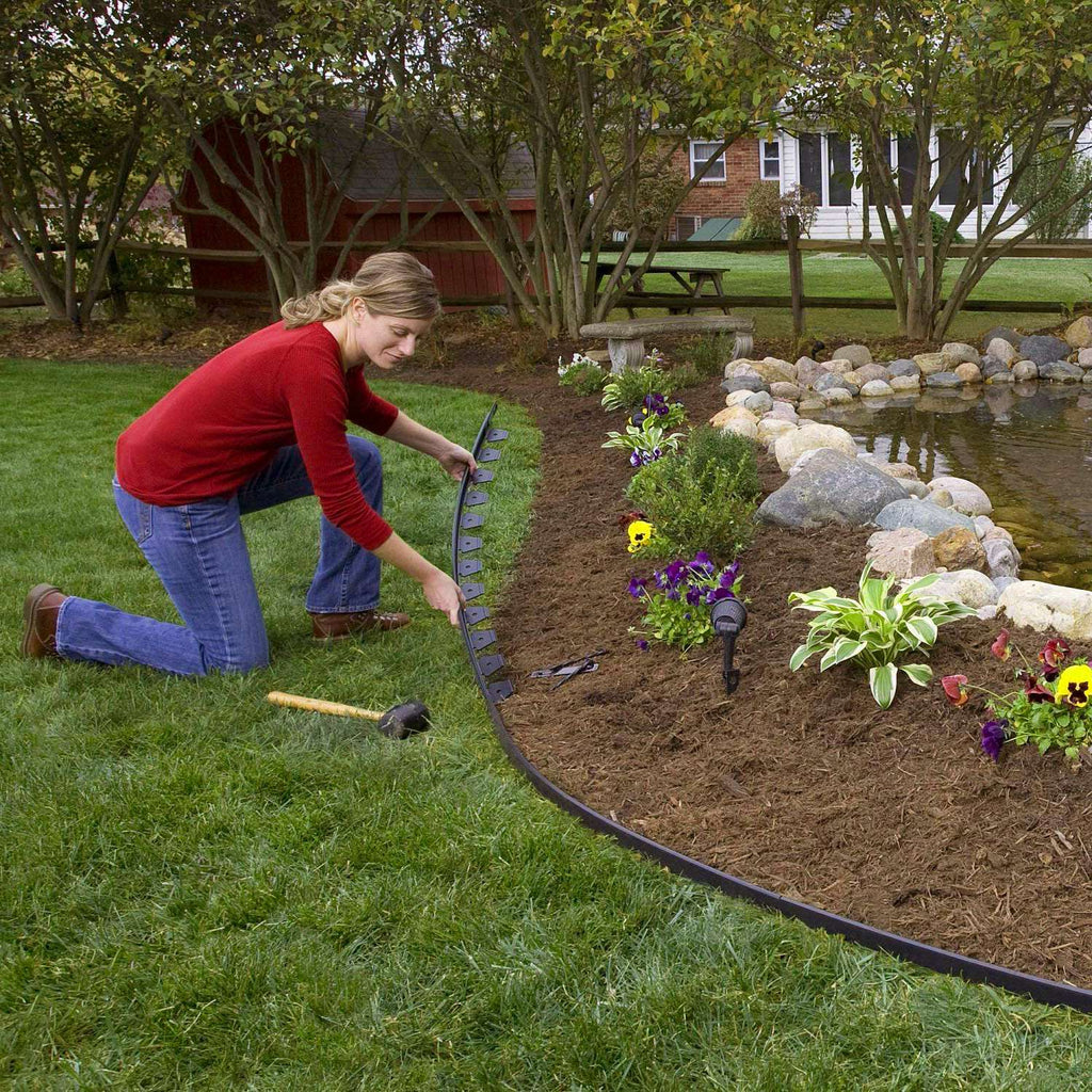32.8FT Non-Digging Plastic Garden Edging Kit Plastic Garden Border with 30 Spikes 2In Tall Border Edging for Garden Lawn Yard Flower Beds