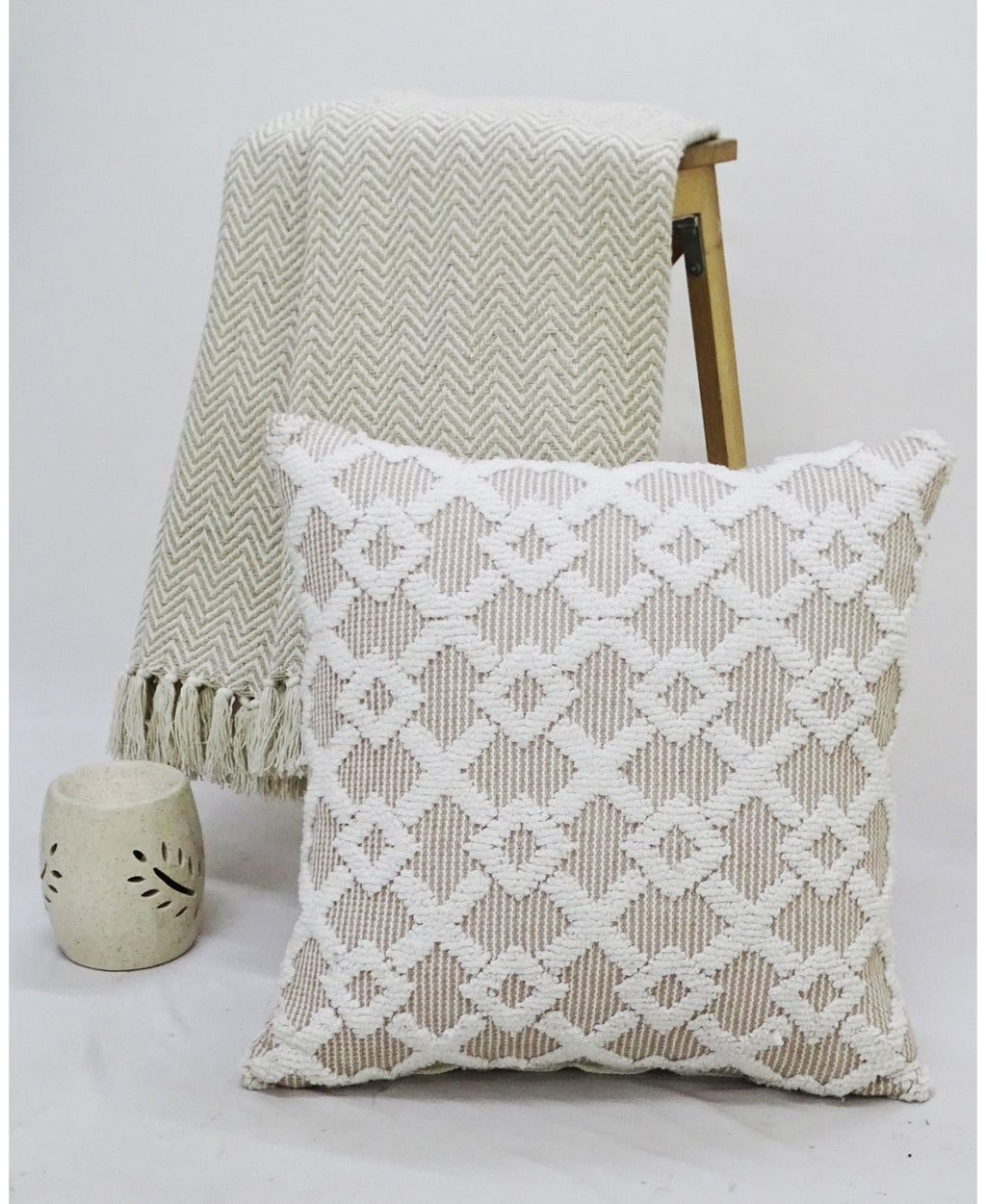 Decorative Beige Accent Throw Pillow  20"x20"