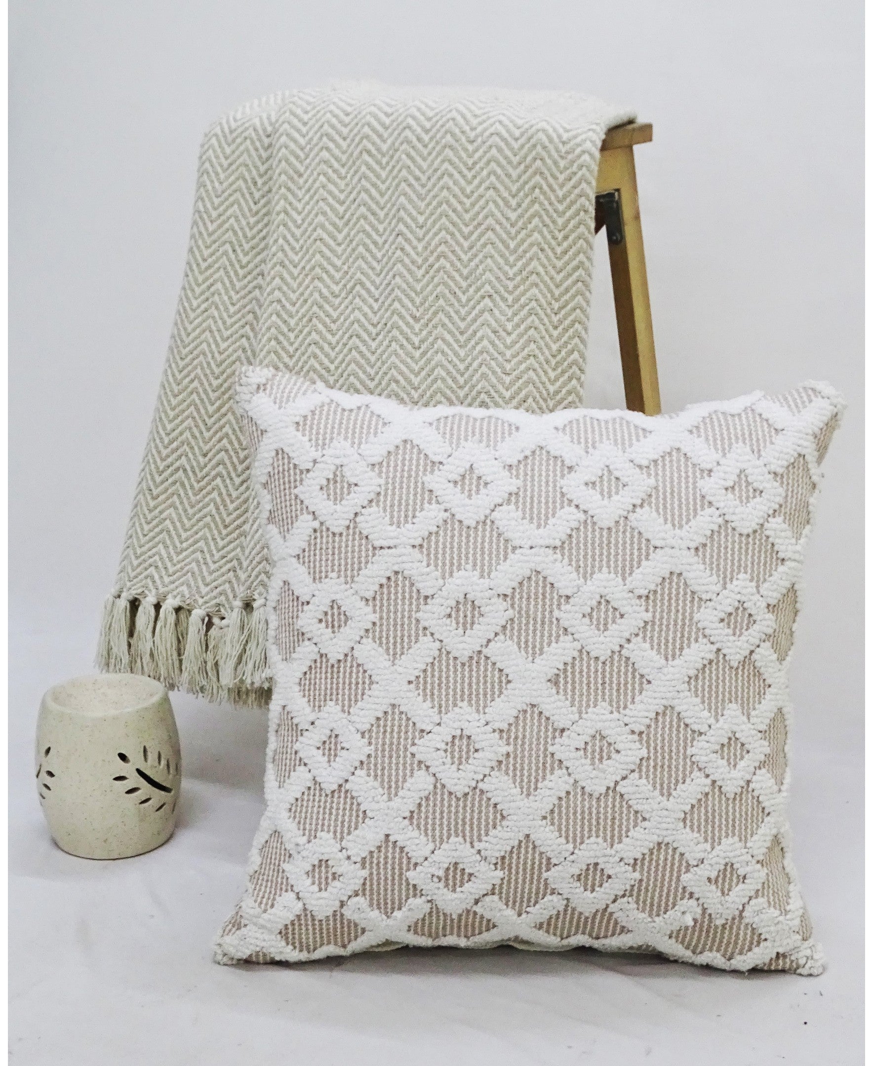Decorative Beige Accent Throw Pillow  20"x20"