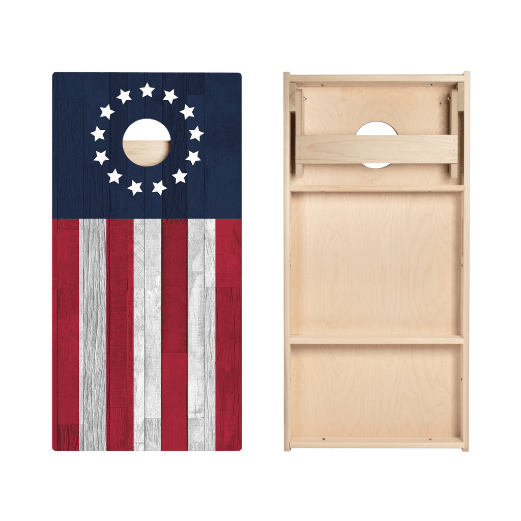 Betsy Ross Flag Star Cornhole Boards
