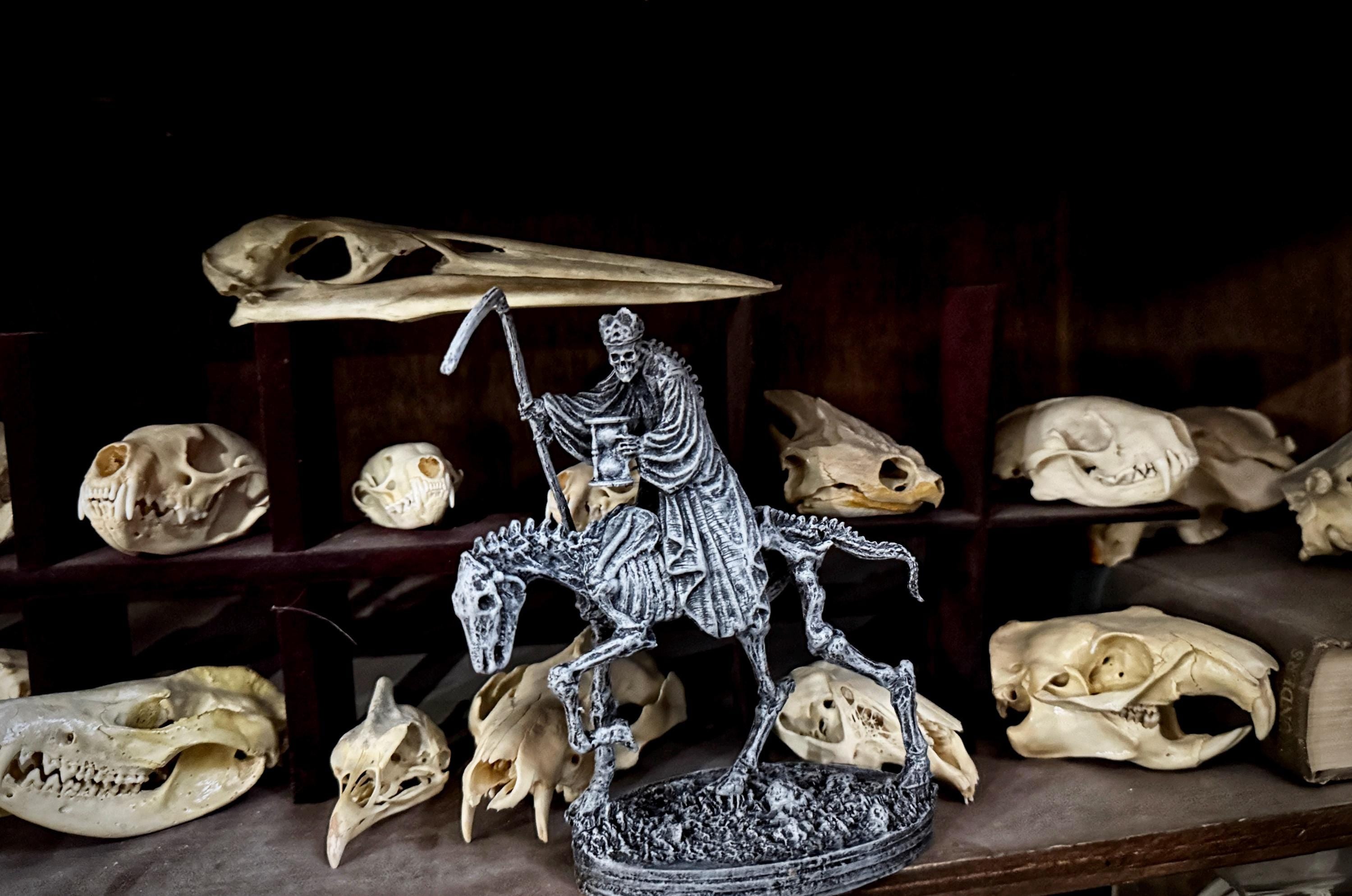 Triumph of Death: Grim Reaper on Skeletal Horse Statue, Hand Painted Resin Figurine, Horror Art |Gift for Gothic and Dark Fantasy Collectors